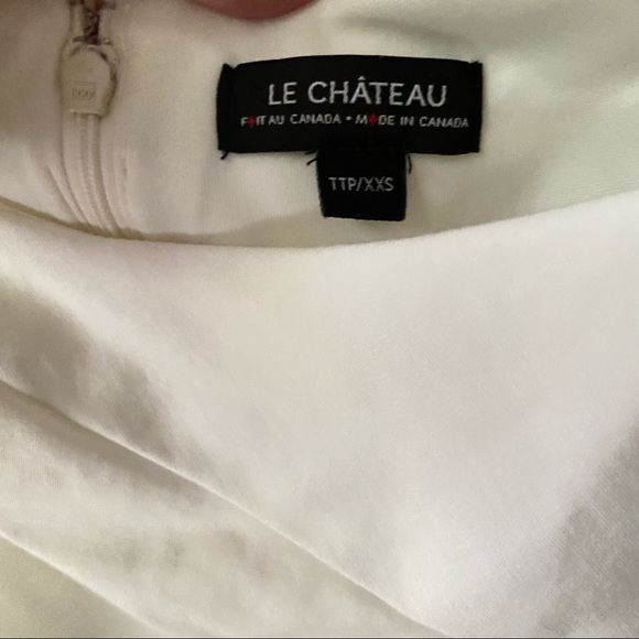 LE CHATEAU White Ruched Pleated Evening Fitted Bodycon Dress - Picture 7 of 15